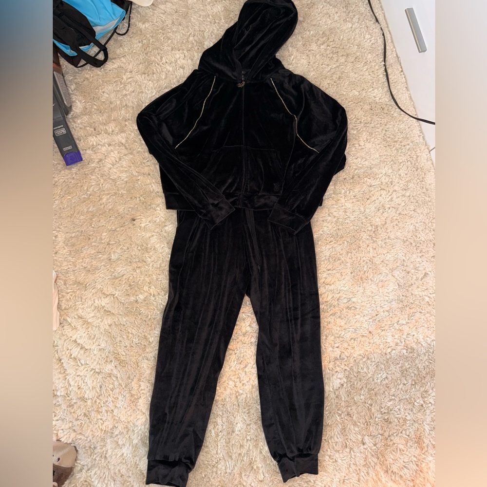 Victorias Secret Black Velour Jumpsuit